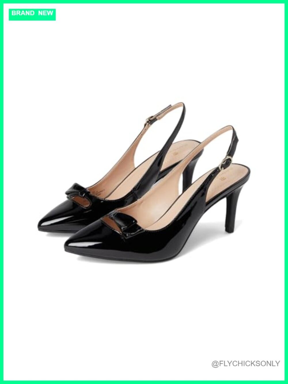 Slingback Pump Pointed Toe Kitten Heel Bow Business Casual Dance Shoe